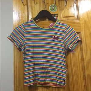 Rainbow striped crop top